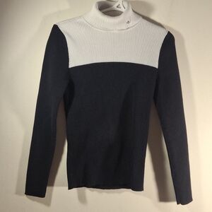 Lauren Ralph Lauren Women's Black & White Color Block Turtleneck Sweater Size PS